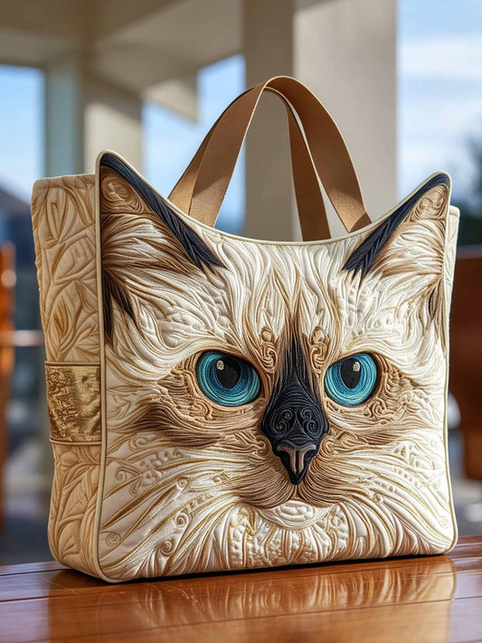 Swirly Ragdoll Quilted Tote Bag