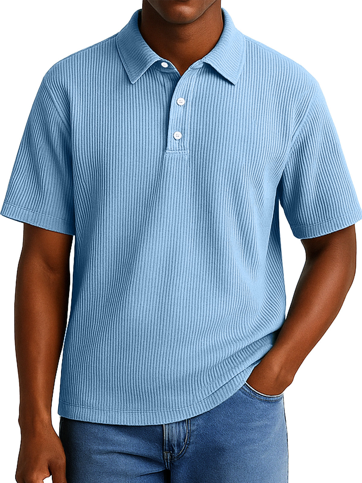 Men's Daily Casual Pitted Short-sleeved Lapel Polo Shirt