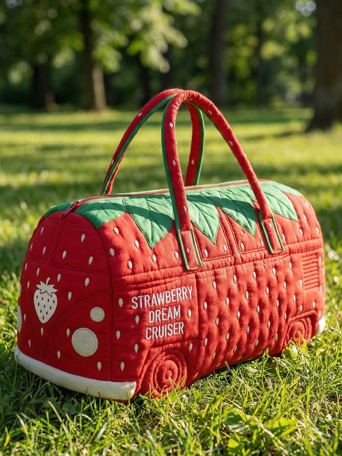 Strawberries Campervan Quilted Duffle Bag