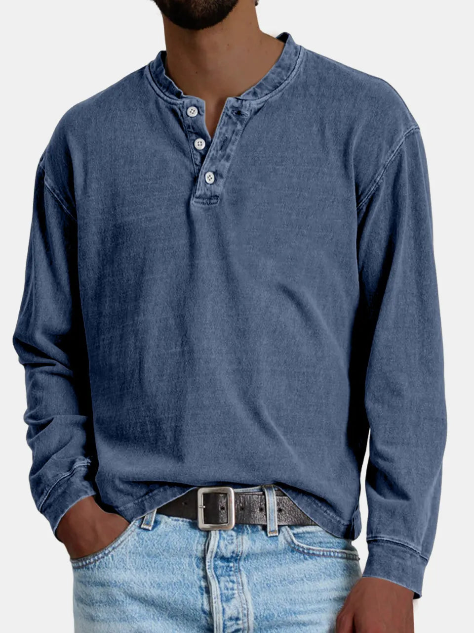 Men's Retro Casual Distressed Button POLO Shirt