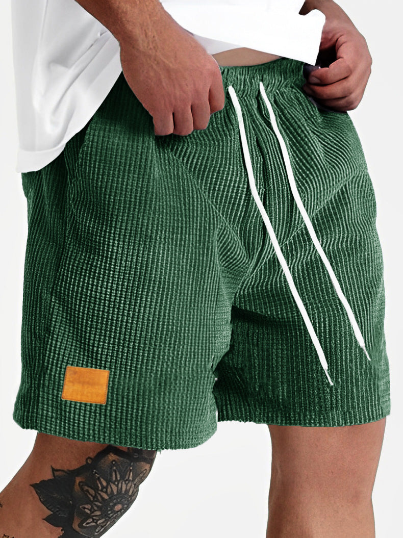 Men's Fashion Sports Lace-up Waffle Fabric Embroidered Logo Shorts