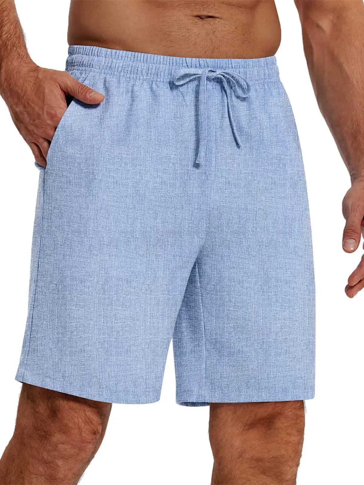 Men's Casual Solid Color Cotton And Linen Shorts