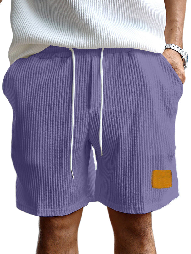 Men's Retro Embroidered Logo Stripe Fashion Lace-up Casual Shorts