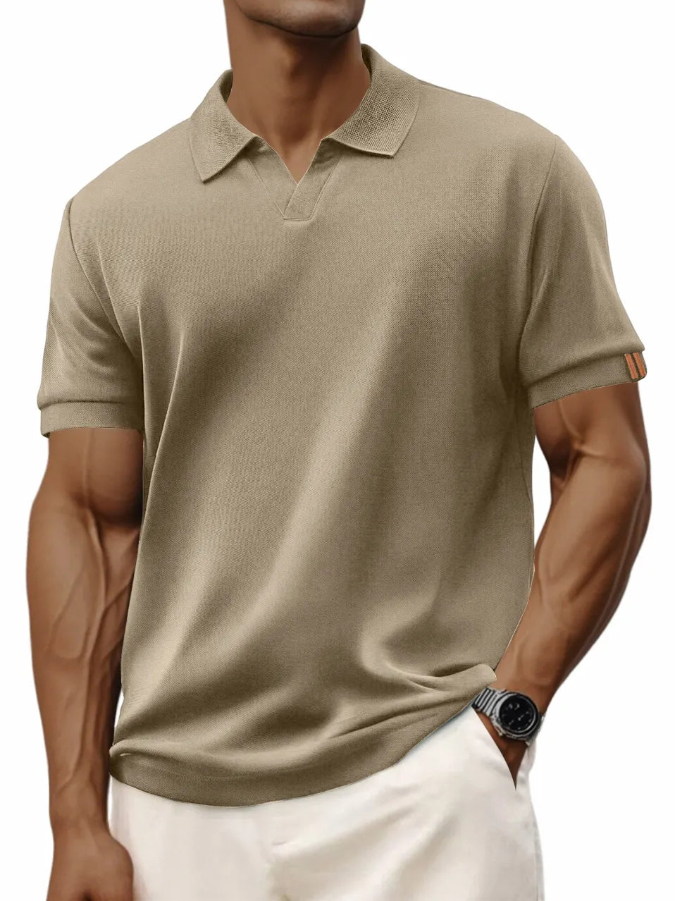 Men's Retro Casual V-neck Short-sleeved Polo Shirt