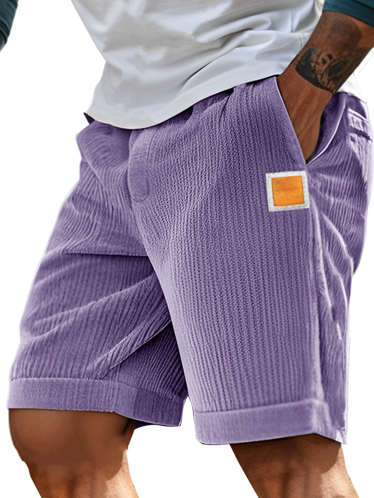 Men's Fashion Sports Lace-up Ribbed Fabric Embroidered Logo Shorts