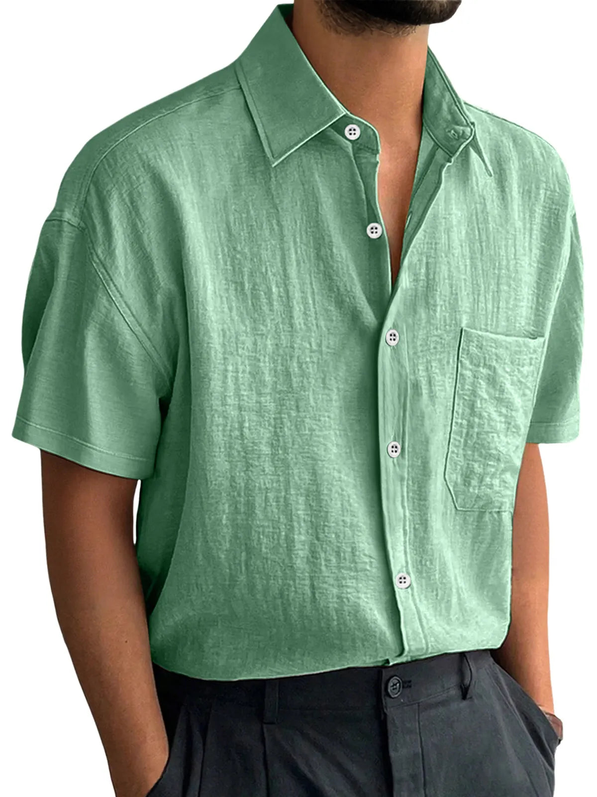 Men's Everyday Casual Lapel Pocket Comfort Short Sleeve Shirt