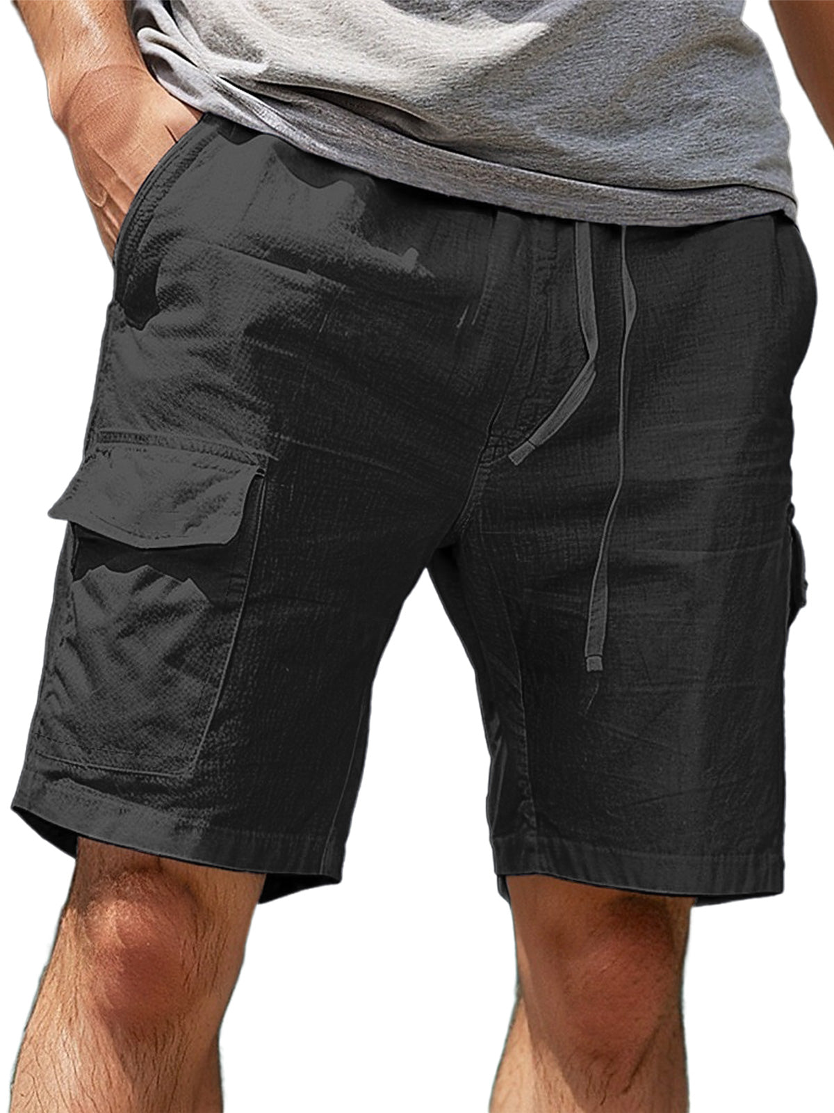Men's Casual Cotton Drawstring Elastic Waist Shorts