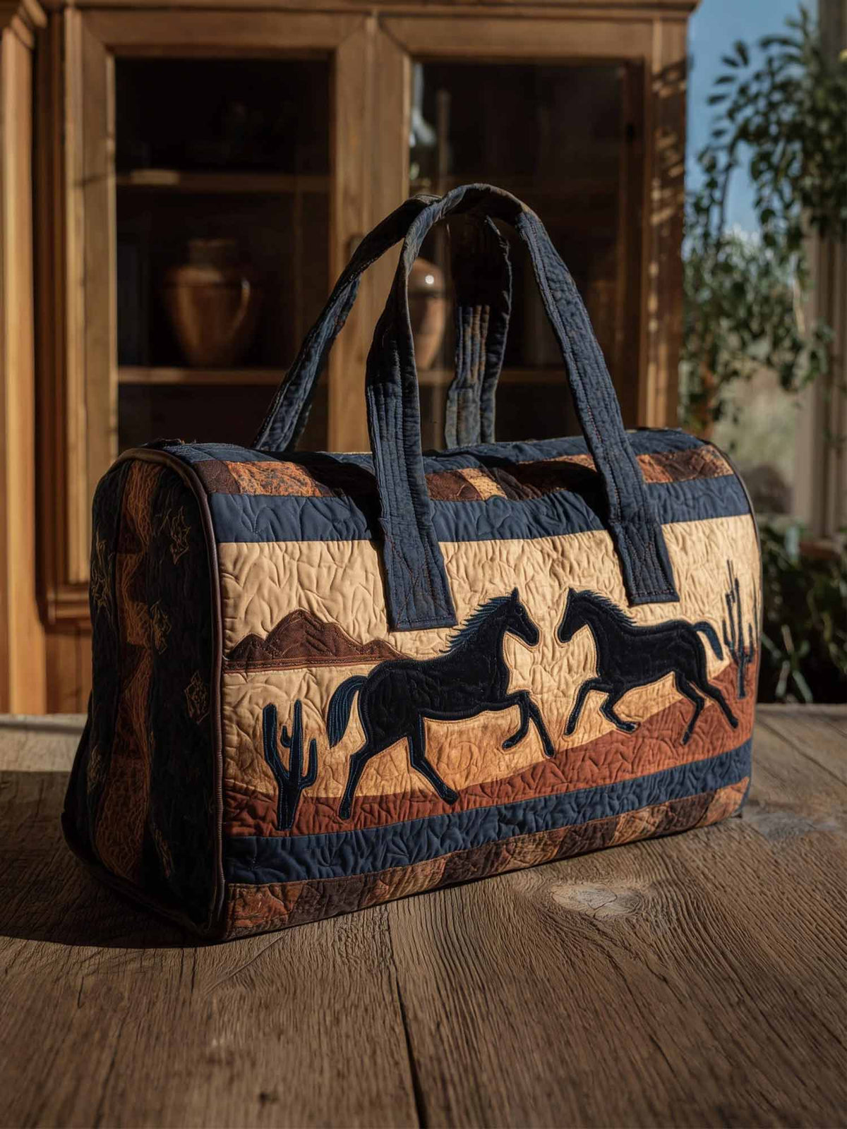 Southwestern Horse  Quilted Duffle Bag