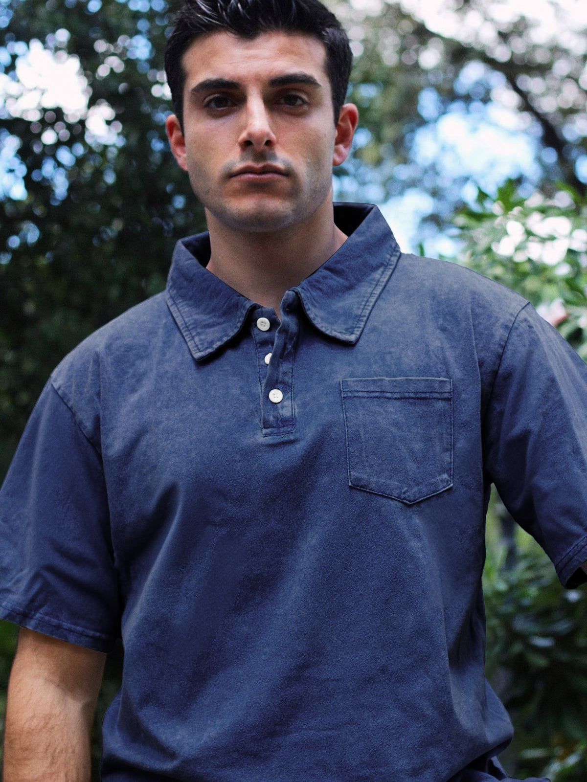Men's Vintage Distressed Casual Pocket Lapel Short Sleeve POLO Shirt