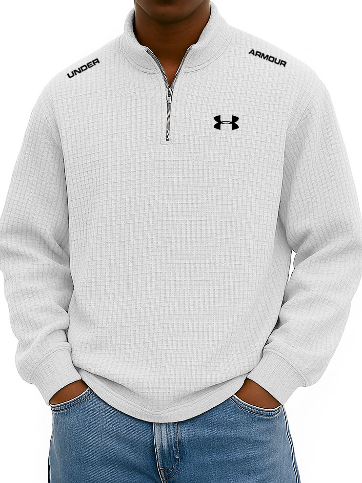 BESTSELLER🔥 Men’s Rib-Cuff Quarter-Zip Top – Cozy Waffle Texture, Everyday Casual Fit