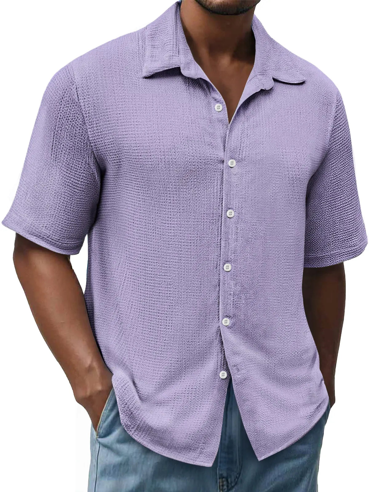 Men's Daily Texture Casual Lapel Comfortable Short Sleeve Shirt