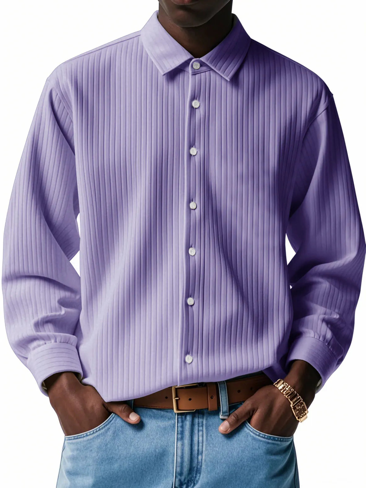 Men's Fashion Casual Corduroy Long Sleeve Shirt