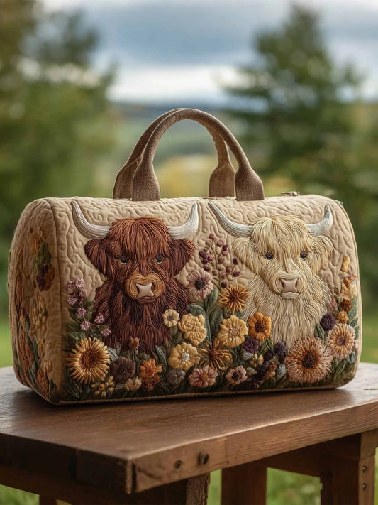 Highland Cow  Quilted Duffle Bag