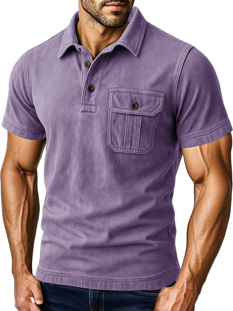 Men's Outdoor Retro Workwear Lapel Pocket Polo Shirt