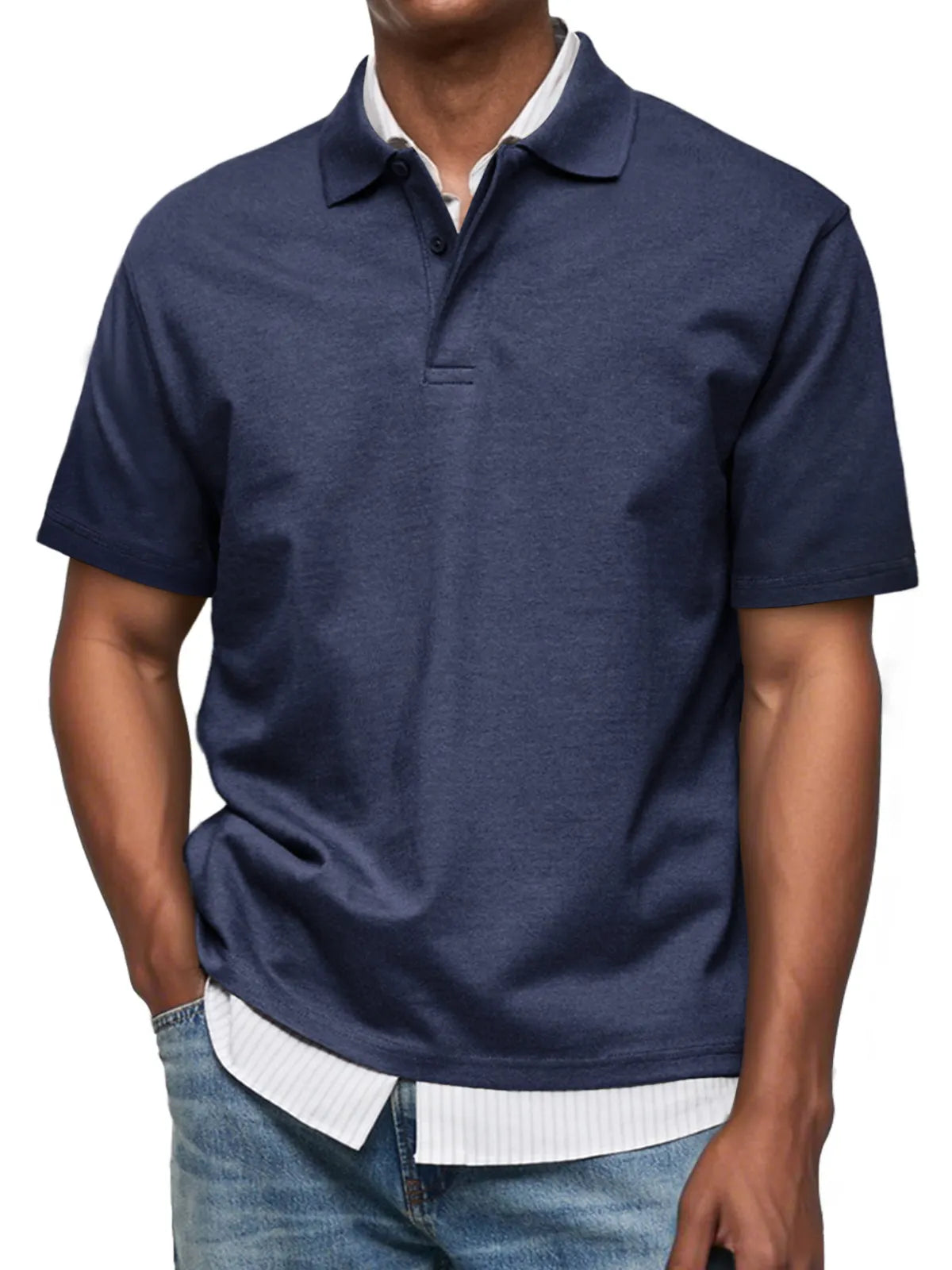 Men's Daily Casual Lapel Button Down Comfortable Short Sleeve Polo Shirt