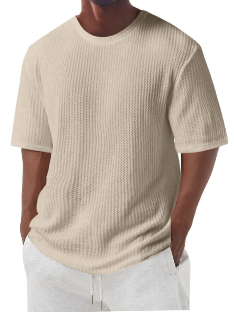 Men's Simple And Comfortable Texture Solid Color Short-sleeved T-shirt