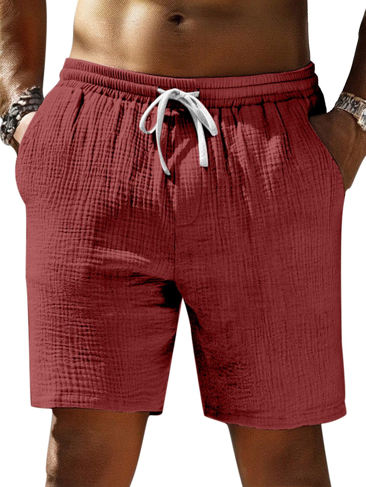 Men's Casual Simple Textured Loose Shorts
