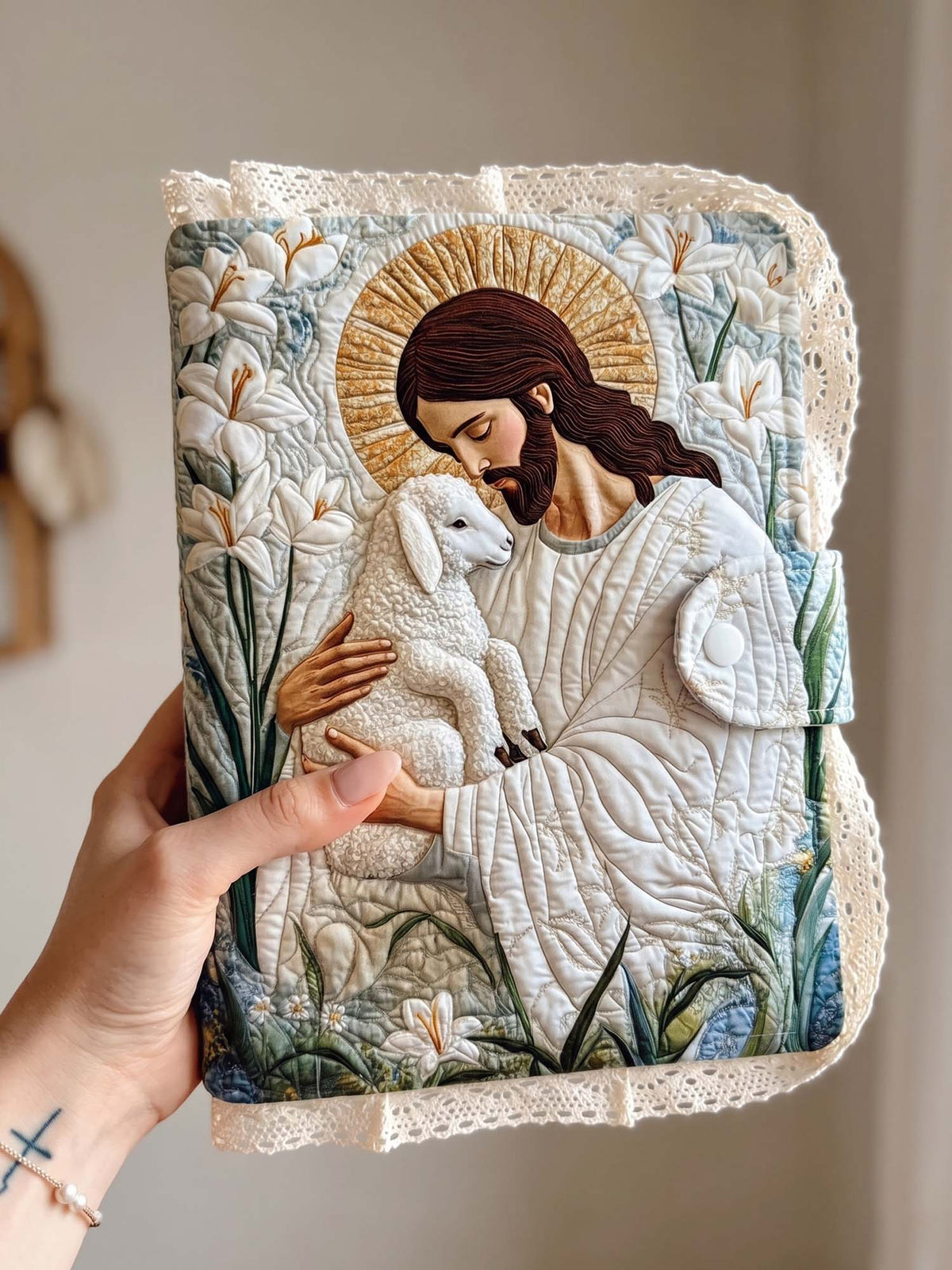 Jesus And The Sheep Quilted Bible Wrap