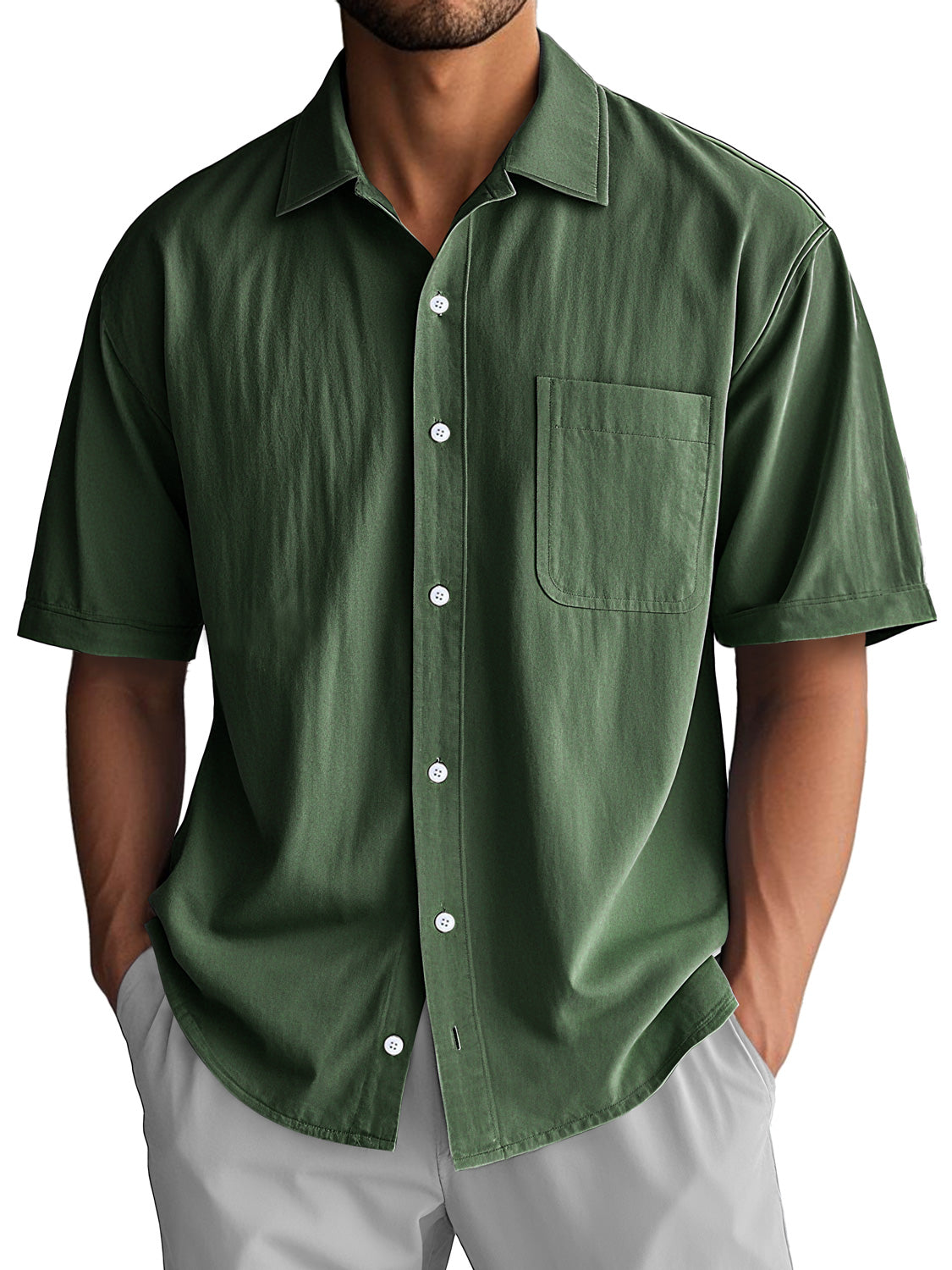 Men's Daily Casual Lapel Pocket Comfort Short Sleeve Shirt
