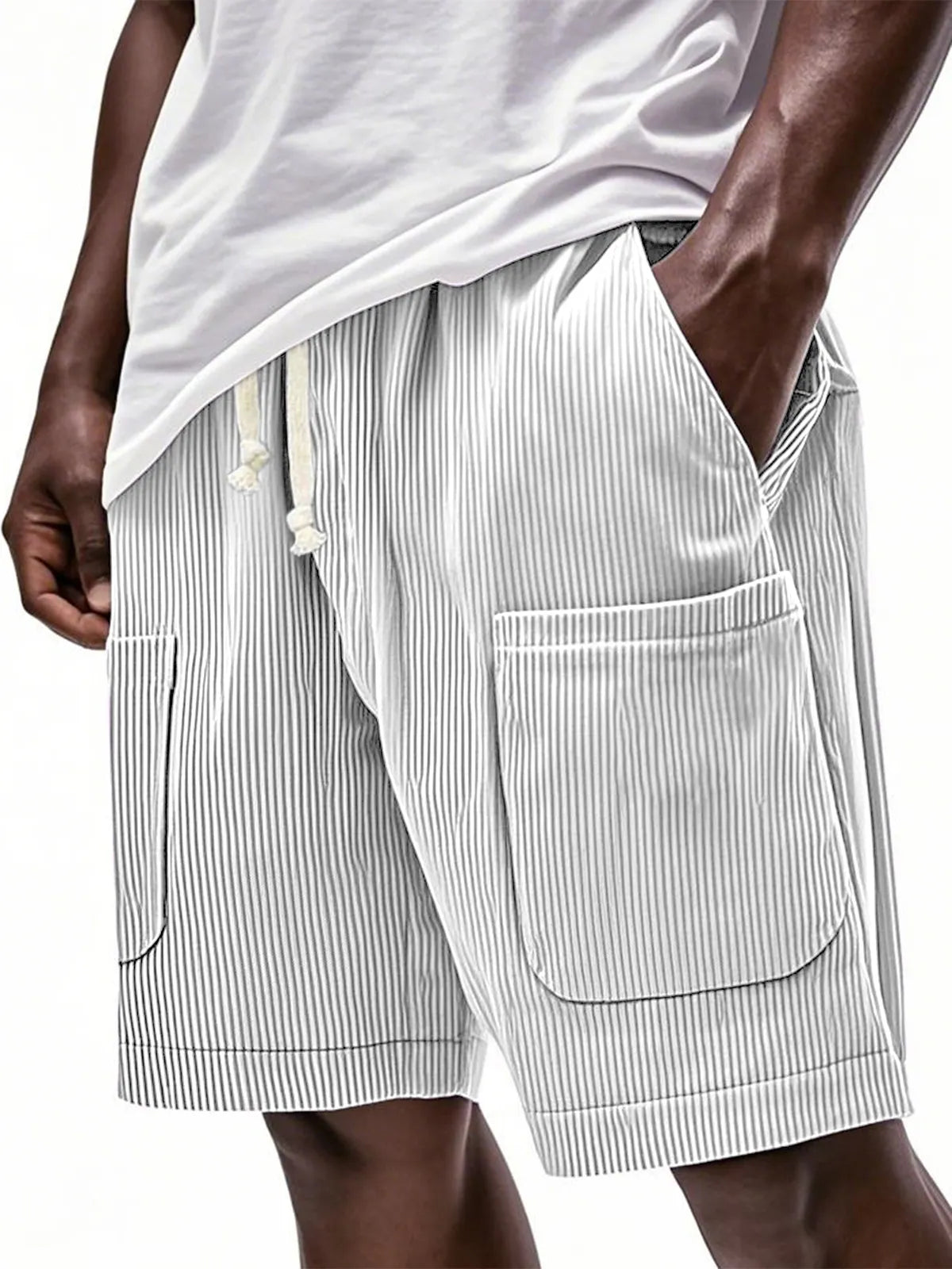 Men's Stylish Multi-pocket Corduroy Lace-up Loose Vacation Casual Shorts