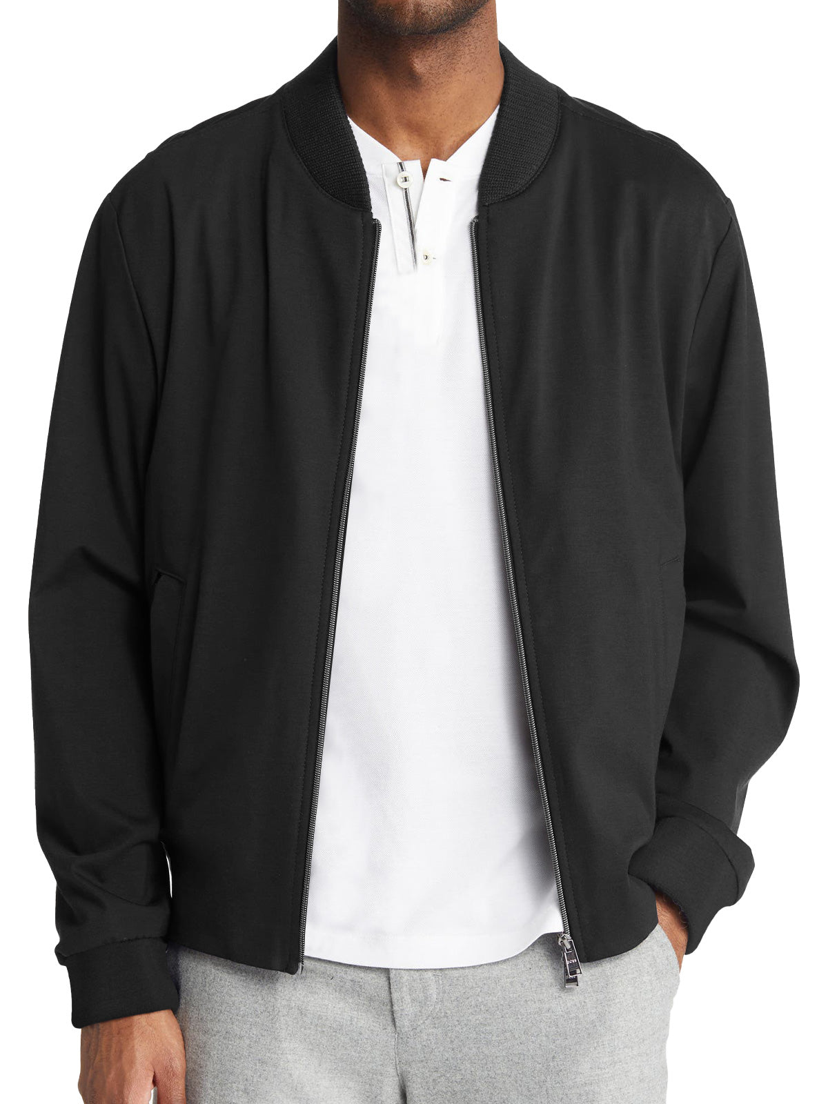 Men's Casual Stand Collar Zipper Pocket Solid Color Baseball Uniform Jacket