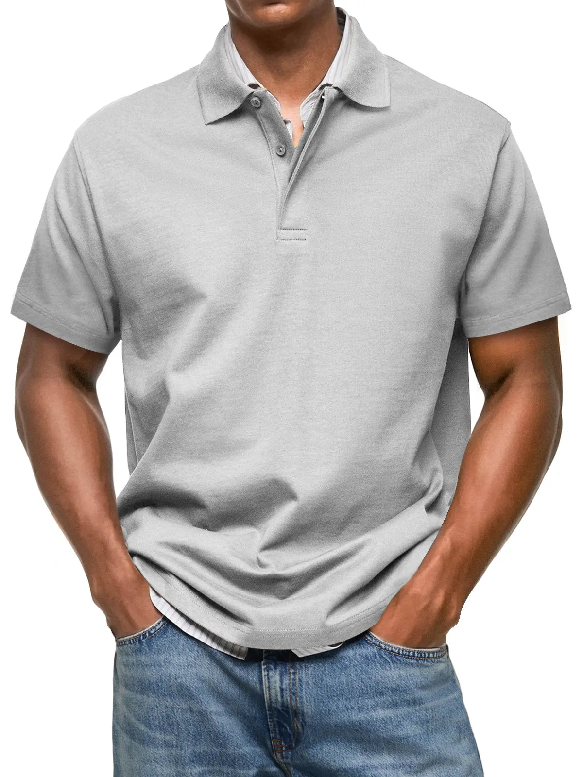 Men's Casual Everyday Lapel Button Up Comfortable Short Sleeve POLO Shirt