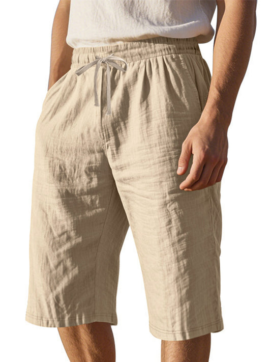 Men's Simple Solid Color Comfortable Breathable Loose Cropped Pants