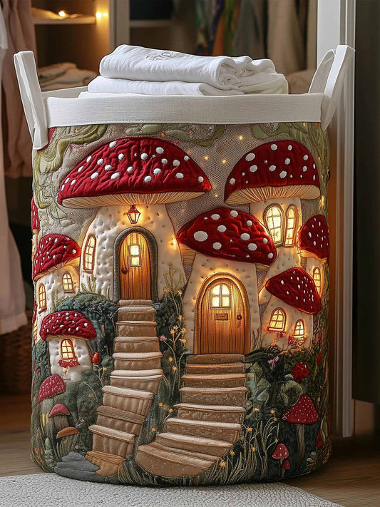 Mushroom Cottage Quilted Laundry Basket