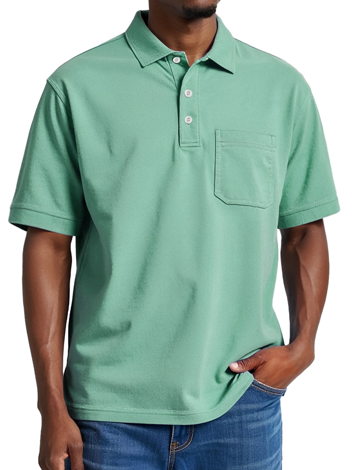 Men's Daily Casual Pocket Solid Color Comfortable Short Sleeve POLO Shirt