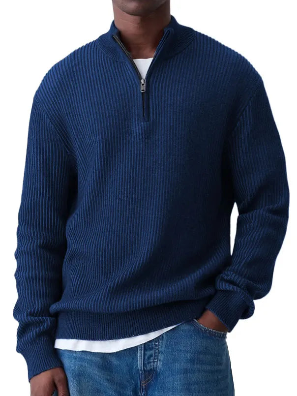 Men's Fashion Casual Long Sleeve Zip Stand Collar Sweater