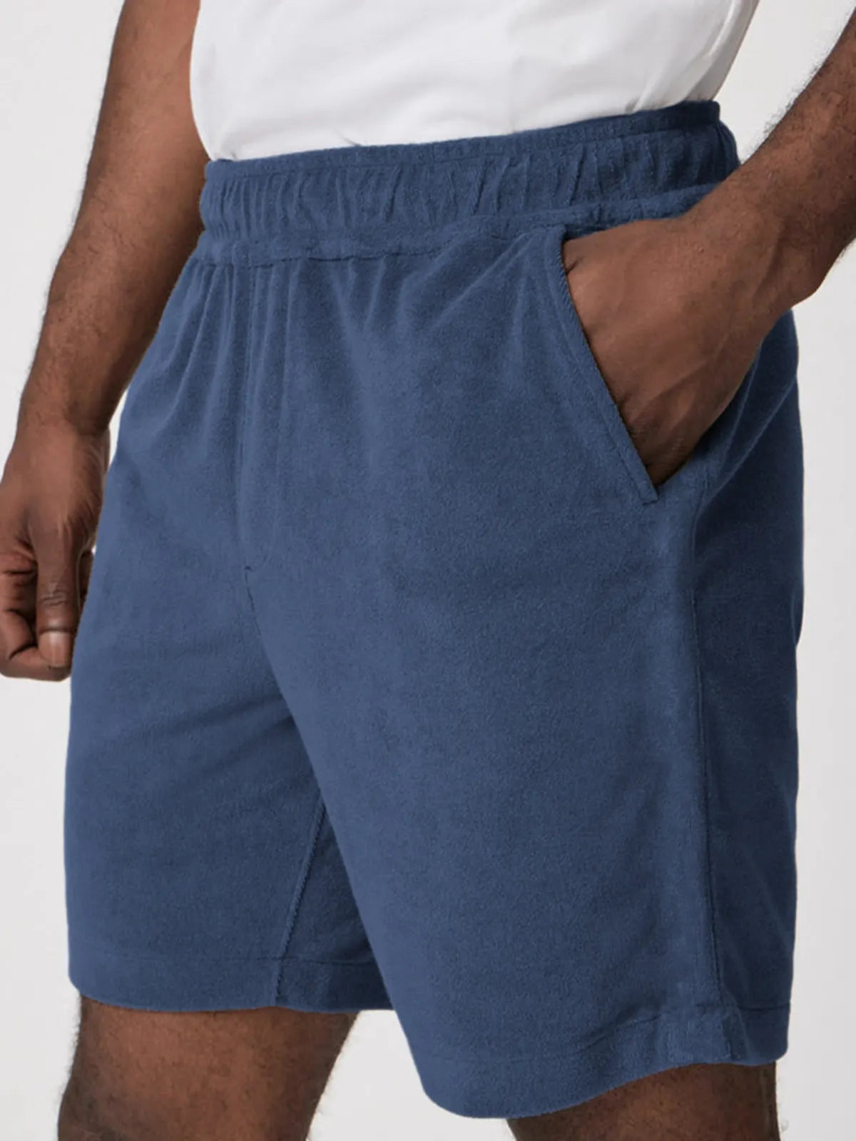 Men's Comfort Terry Casual Stretch Elastic Shorts with Side Pockets
