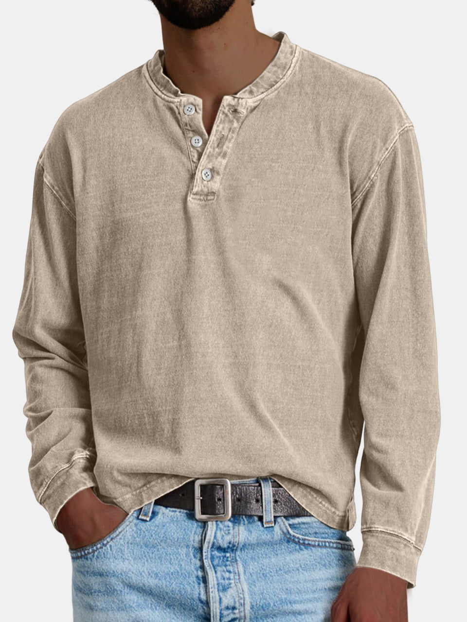Men's Retro Casual Distressed Button POLO Shirt