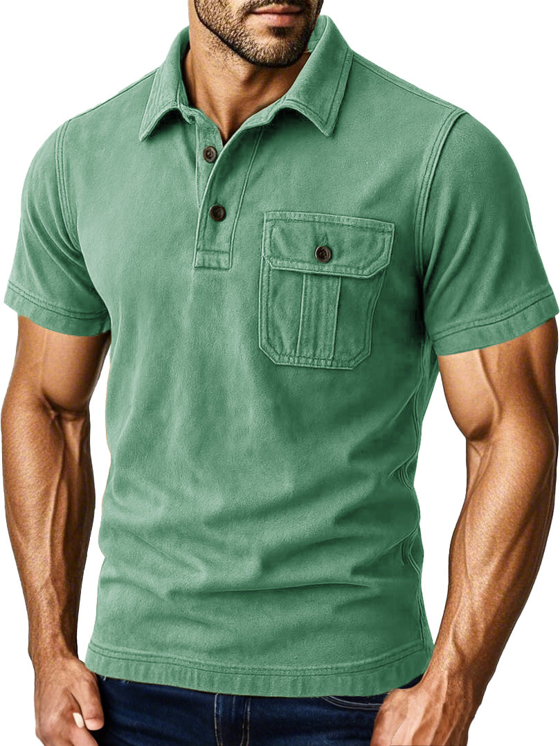 Men's Outdoor Retro Workwear Lapel Pocket Polo Shirt