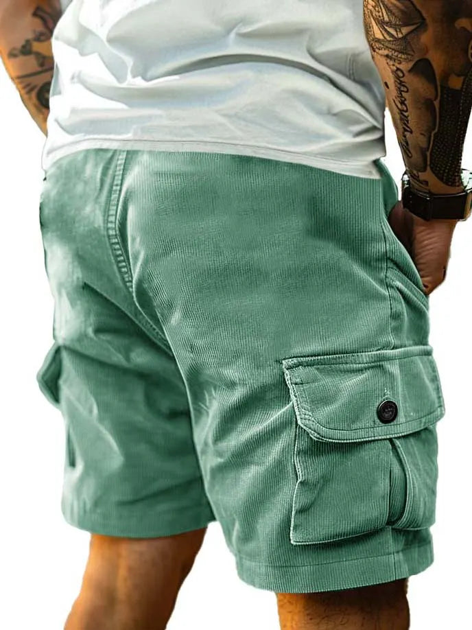Men's Retro Workwear Stripe Fabric Pocket Shorts