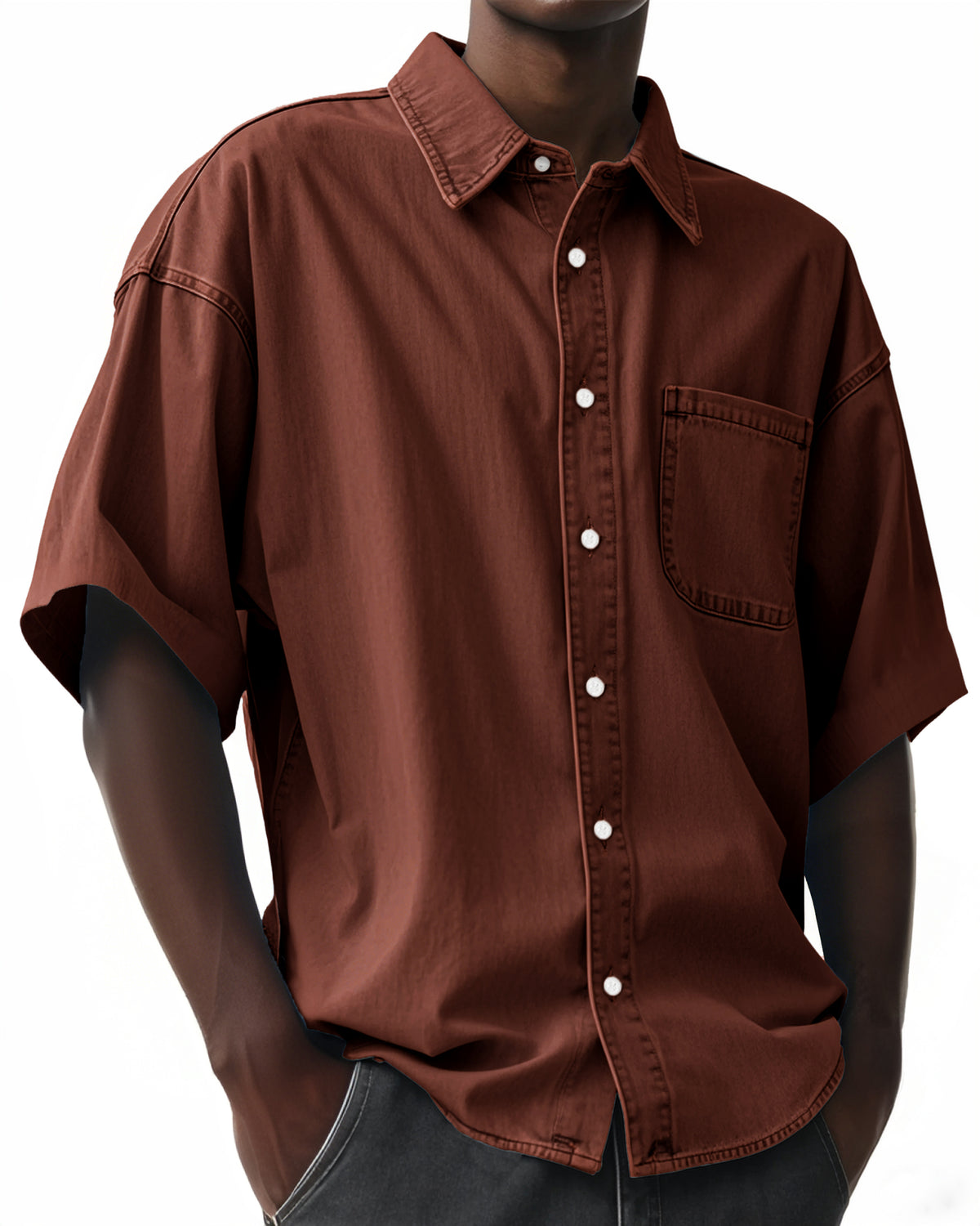 Men's Comfortable Vintage Lapel Short Sleeve Shirt With Chest Pocket