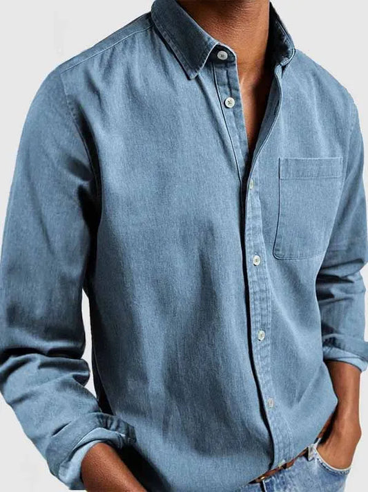 Men's Basics Vintage 100% Cotton Pocket Long Sleeve Shirt