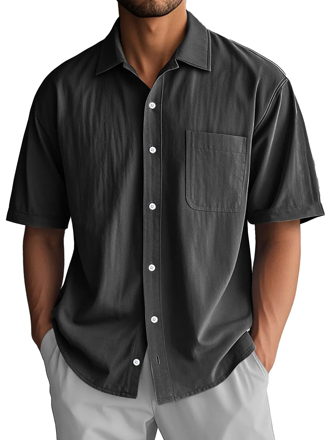 Men's Daily Casual Lapel Pocket Comfort Short Sleeve Shirt