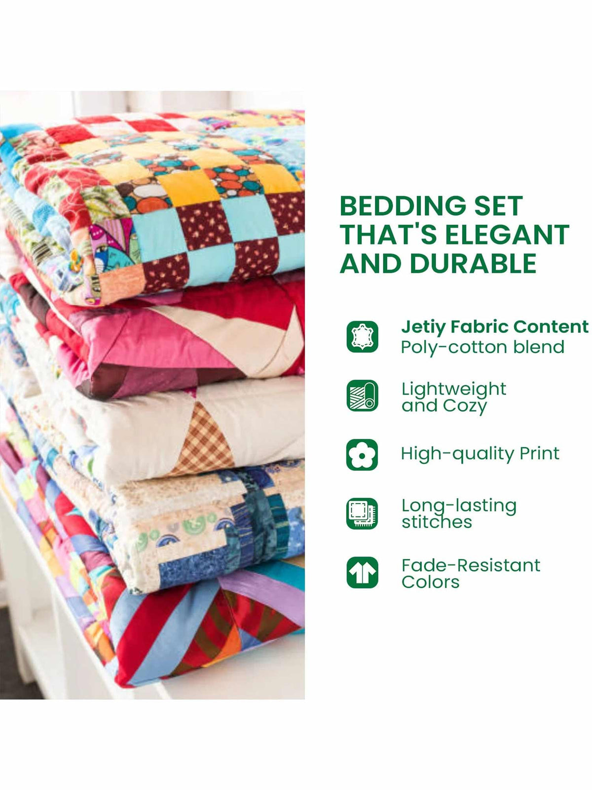 Patchwork Hearts 3- Piece Quilted Bedding Set