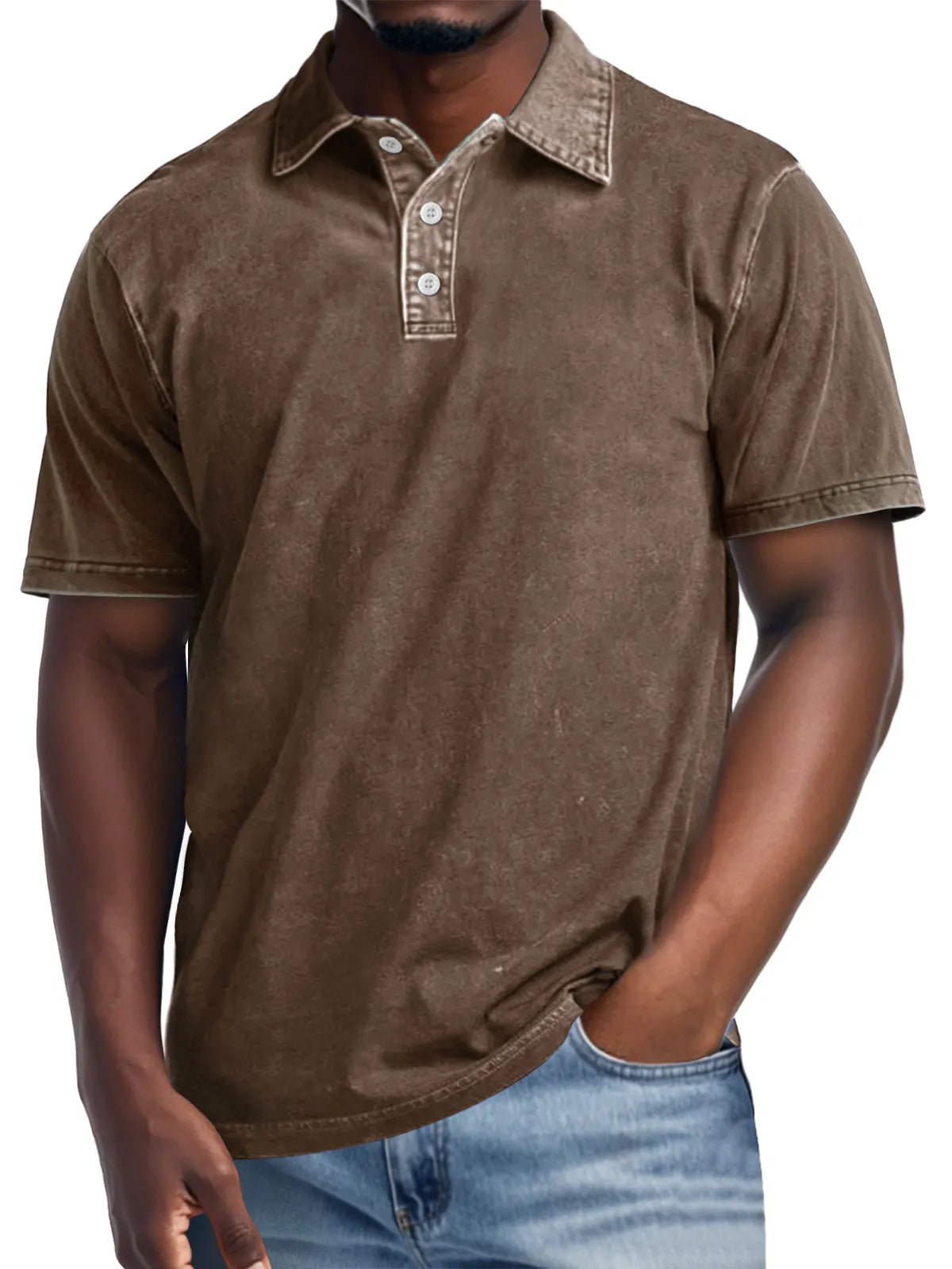 Men's Retro Lapel Button Casual Short Sleeve POLO Shirt