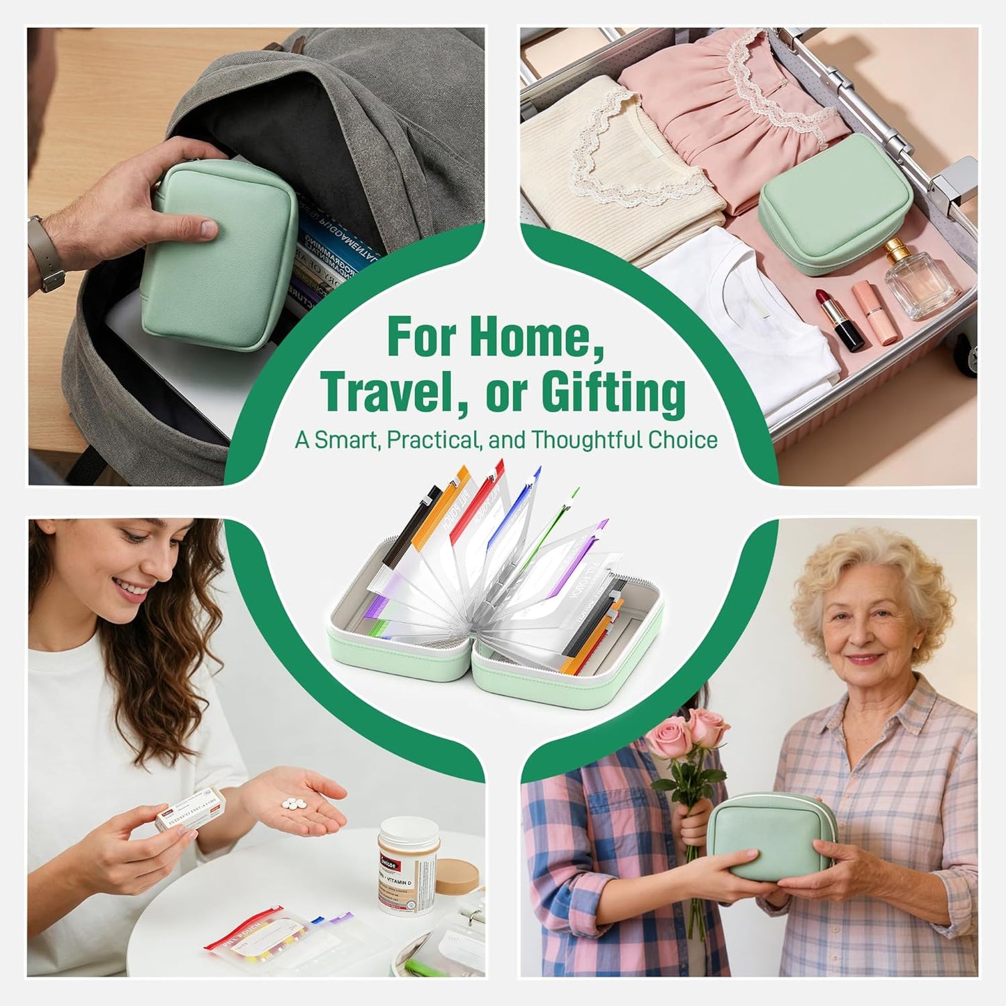 Waterproof Pill Organizer Pouch Set – 14 Removable, Colour-Coded Bags, Easy to Label & Refill