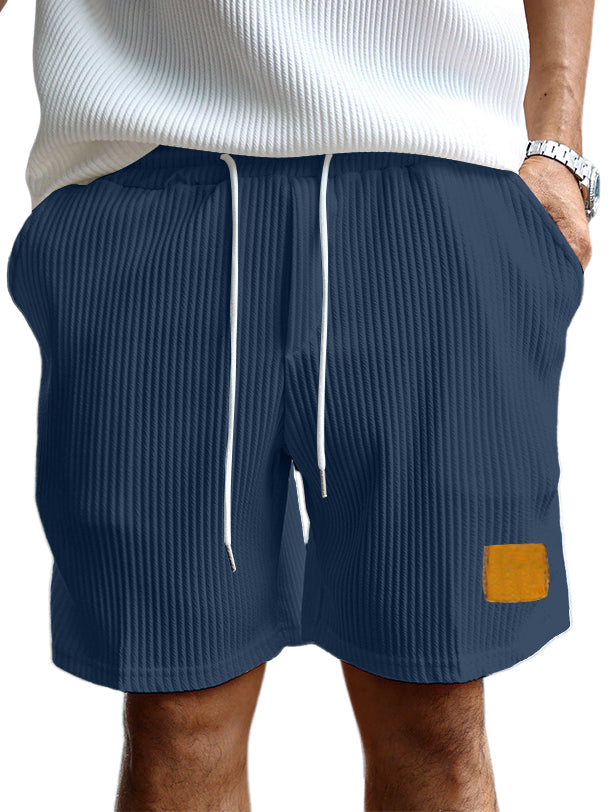 Men's Retro Embroidered Logo Stripe Fashion Lace-up Casual Shorts