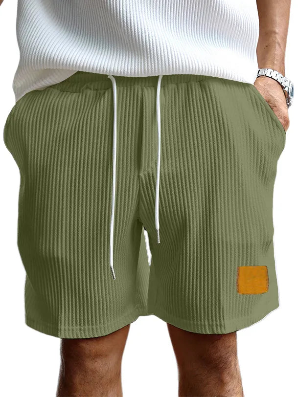 Men's Retro Embroidered Logo Stripe Fashion Lace-up Casual Shorts