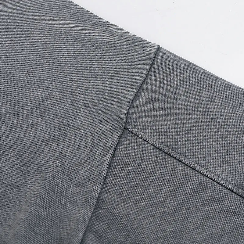 Men's Distressed Washed Cotton Round Neck Long-sleeved Sweatshirt