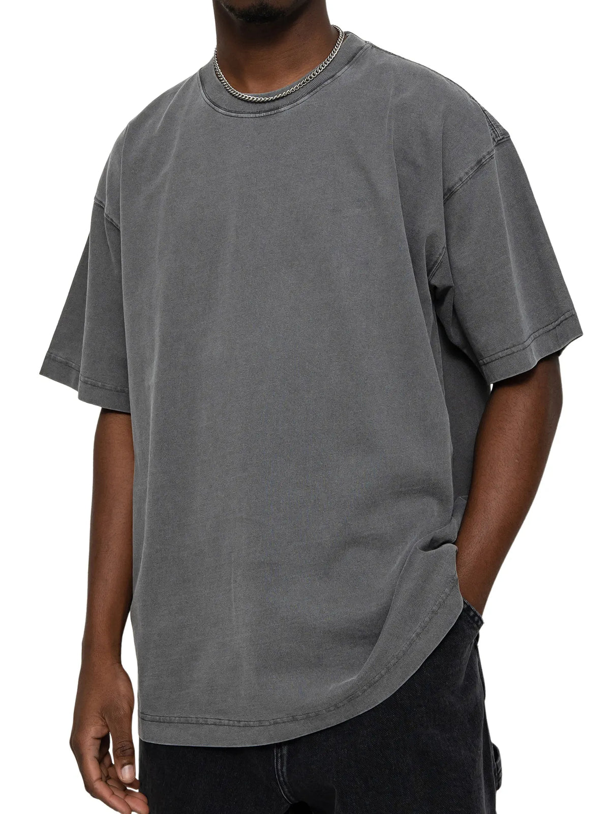 Men's 100% Cotton Vintage Washed Water Distressed Casual Round Neck T-shirt