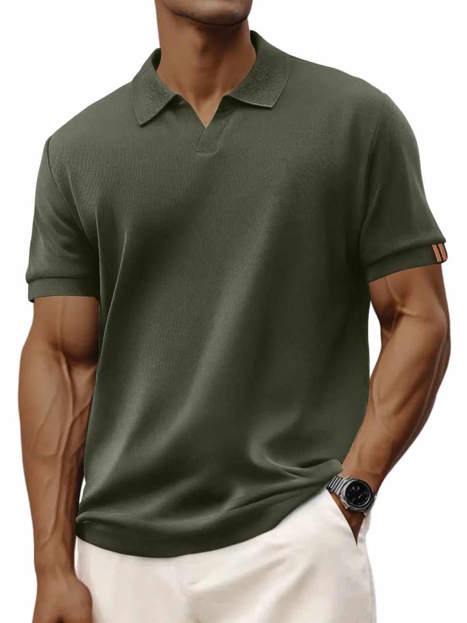 Men's Retro Casual V-neck Short-sleeved Polo Shirt