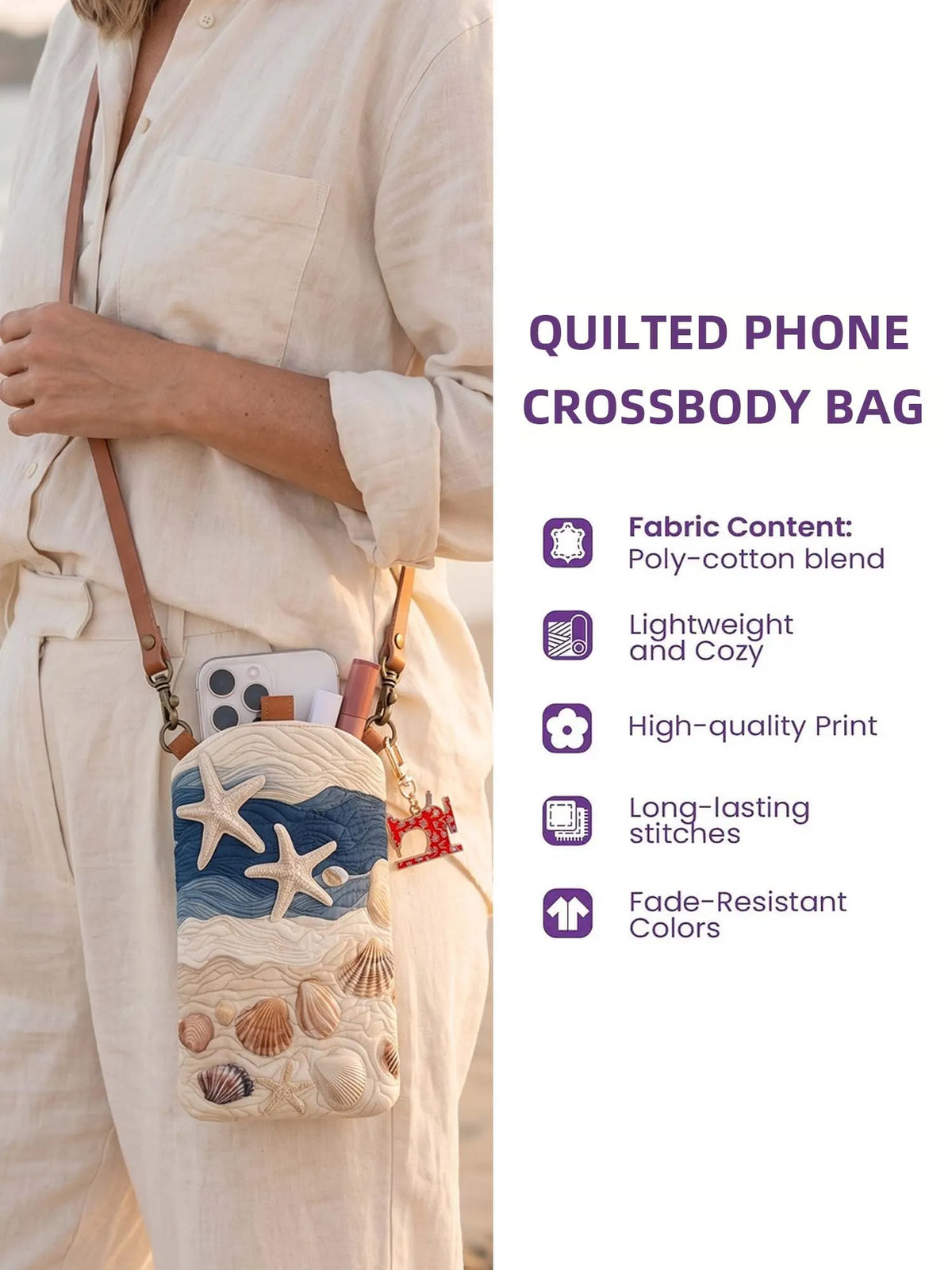 Dragon & Book Lover Quilted Slim Phone Crossbody Bag
