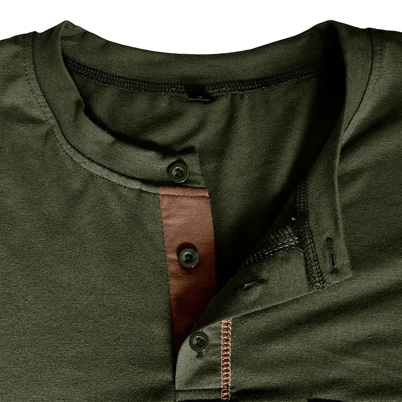 Men's Casual Cotton Long Sleeve Henley Shirt