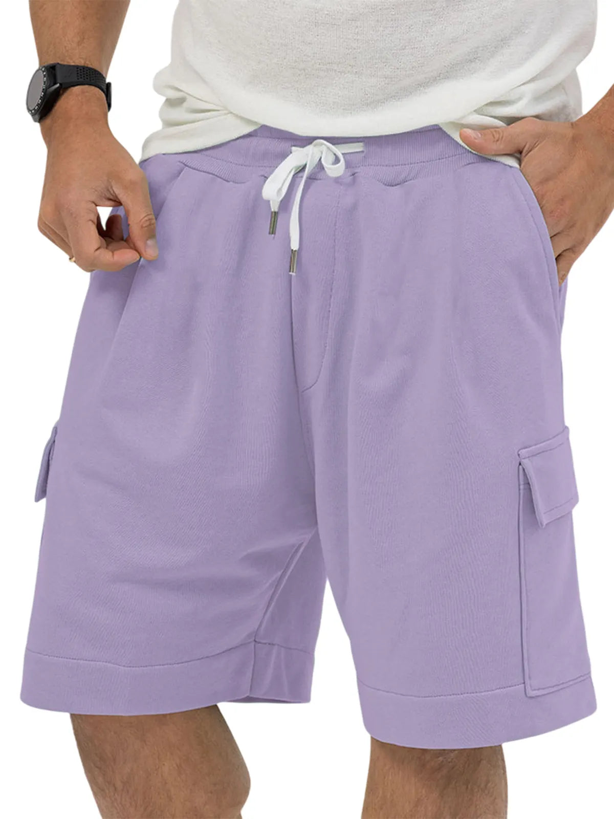 Men's Utility Multi-Pocket Bermuda Everyday Sports Lace-Up Shorts