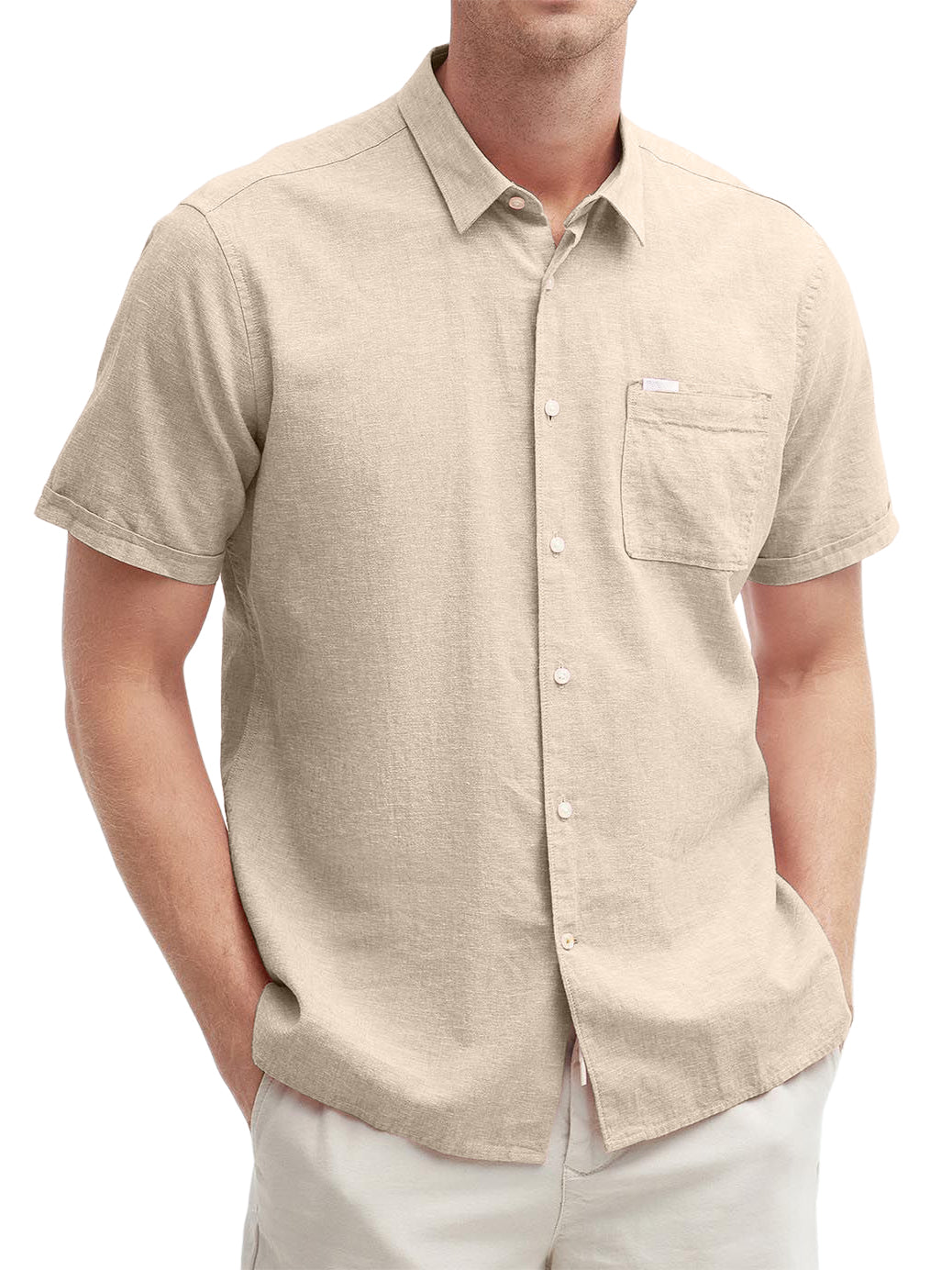 Men's Textured Pocket Casual Short-sleeved Shirt