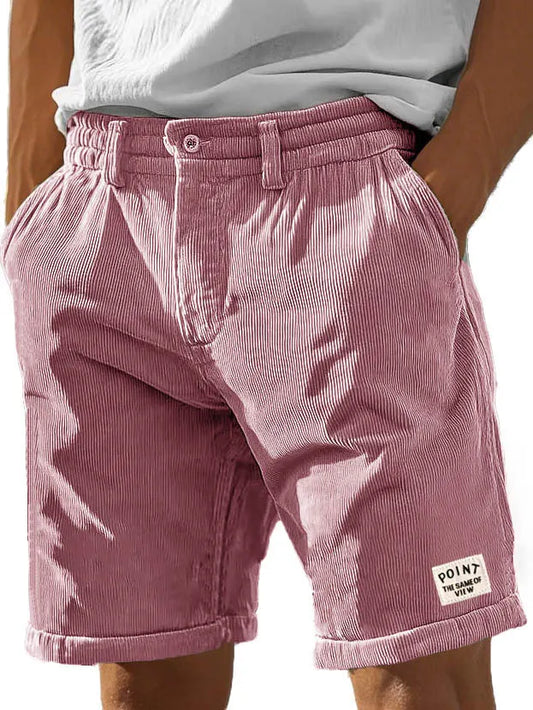 Men's Fashion Casual Corduroy Logo Embroidered Pocket Lace-up Shorts